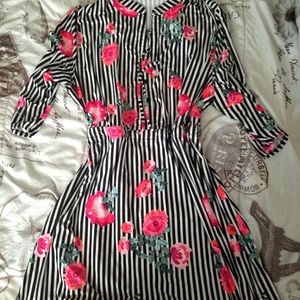Striped and flowered dress